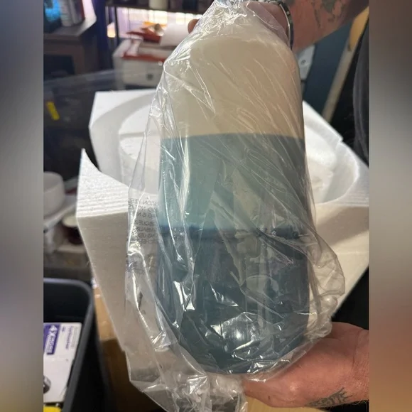 Ceramic Ombre Blue Table Lamp with White Shade - Picture 5 of 9